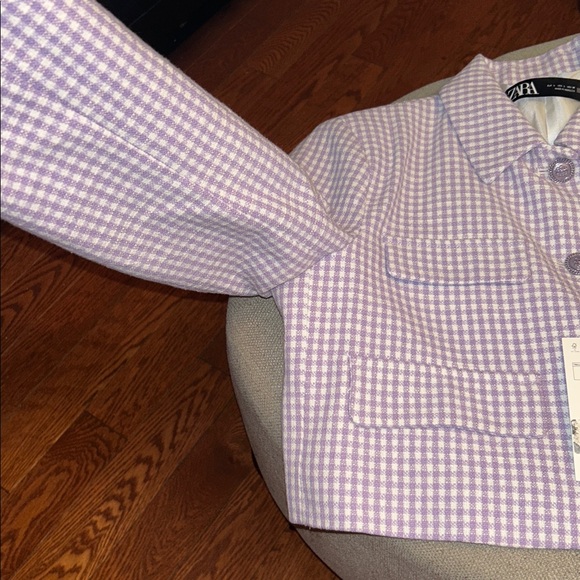 Zara Lavender Gingham Blazer - Picture 5 of 7